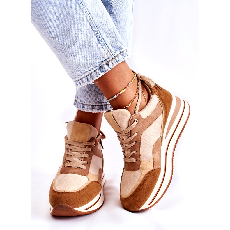 PS1 Damen Wildleder Sportschuhe Braun-Beige Elisse 1