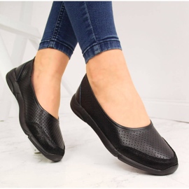 Damen Ballerinas aus durchbrochenem Leder schwarz eVento 3621 2