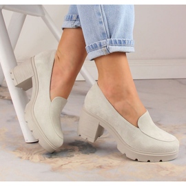 Damen Wildleder High Heels und graue Plateauschuhe Potocki SZ12040 beige 1