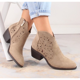 Damen-Cowboystiefel durchbrochenes Wildleder beige Jezzi RMR1921-42 1