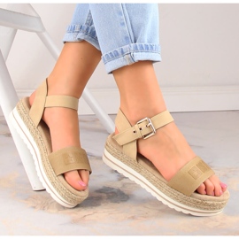 Damen-Espadrille-Sandalen auf der Plattform beige Big Star LL274872 1