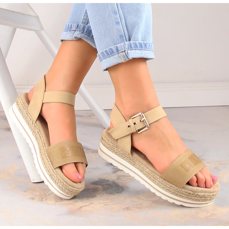 Damen-Espadrille-Sandalen auf der Plattform beige Big Star LL274872 1