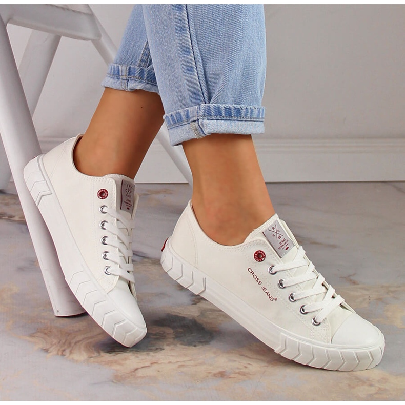 Cross Jeans LL2R4052C Weiße Low-Top-Sneaker zum Schnüren 1