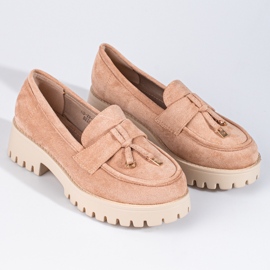 Wildlederloafer für Damen auf der Shelovet-Plattform beige 1