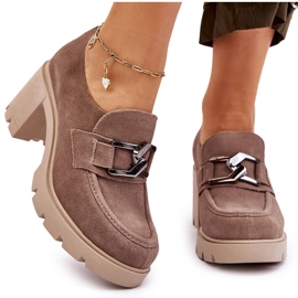 Lemar Elegante Brogues am Absatz mit dunkelsilberbeiger Dekoration Harmell 1