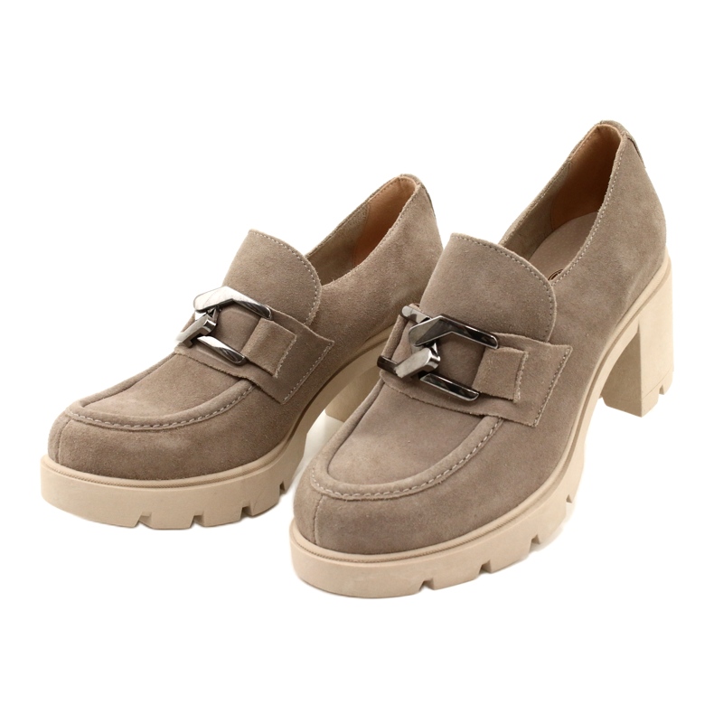 Lemar Elegante Brogues am Absatz mit dunkelsilberbeiger Dekoration Harmell 4