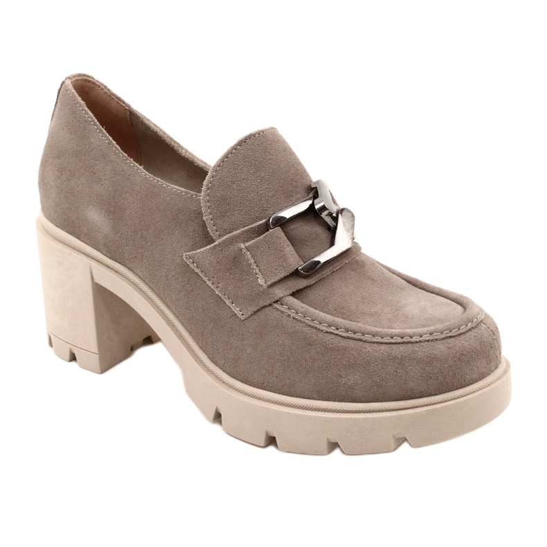 Lemar Elegante Brogues am Absatz mit dunkelsilberbeiger Dekoration Harmell 2