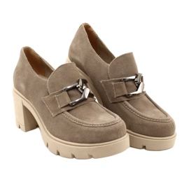 Lemar Elegante Brogues am Absatz mit dunkelsilberbeiger Dekoration Harmell 6