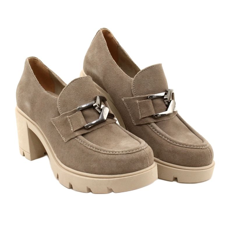 Lemar Elegante Brogues am Absatz mit dunkelsilberbeiger Dekoration Harmell 6