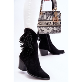 S.Barski Niedrige Wildleder-Cowboystiefel für Damen Schwarz Elyse 2