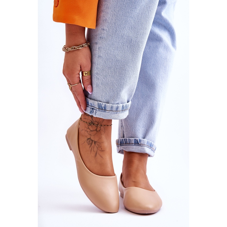 Leder Klassische Stacee Beige Ballerinas 1