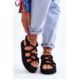 FG2 Modische geflochtene Damensandalen Schwarz Tiffanie 1