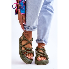 FG2 Modische geflochtene Damensandalen Grün Tiffanie 1