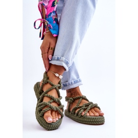 FG2 Modische geflochtene Damensandalen Grün Tiffanie 2