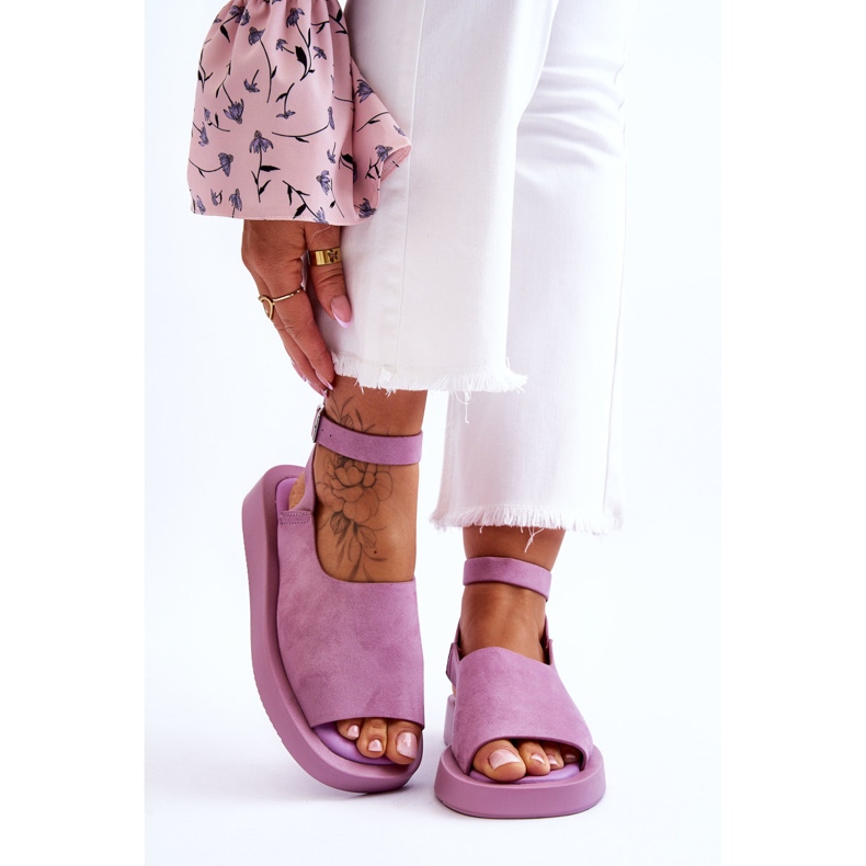 FG2 Bequeme Damen-Plateau-Sandalen Purple Rubie violett 1