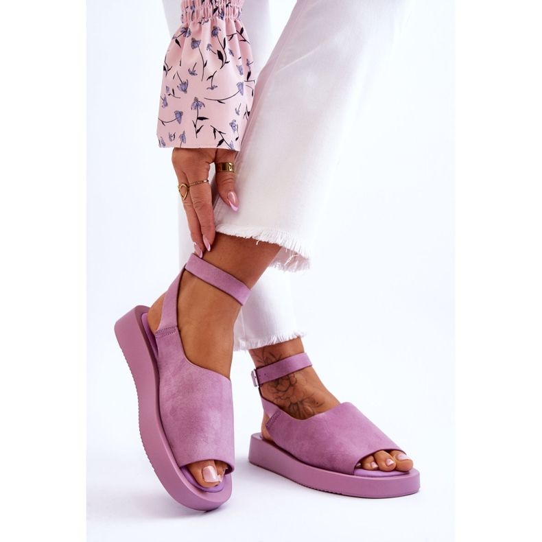 FG2 Bequeme Damen-Plateau-Sandalen Purple Rubie violett 2
