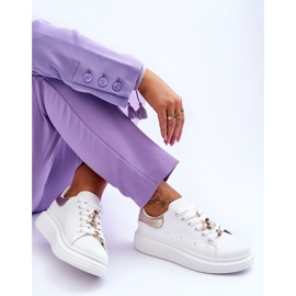 FG2 Sportschuhe für Damen auf einer massiven Plattform in Weiß und Gold Chante 1