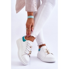 FG2 Sportschuhe für Damen auf einer massiven Plattform Weißer und grüner Chante 2