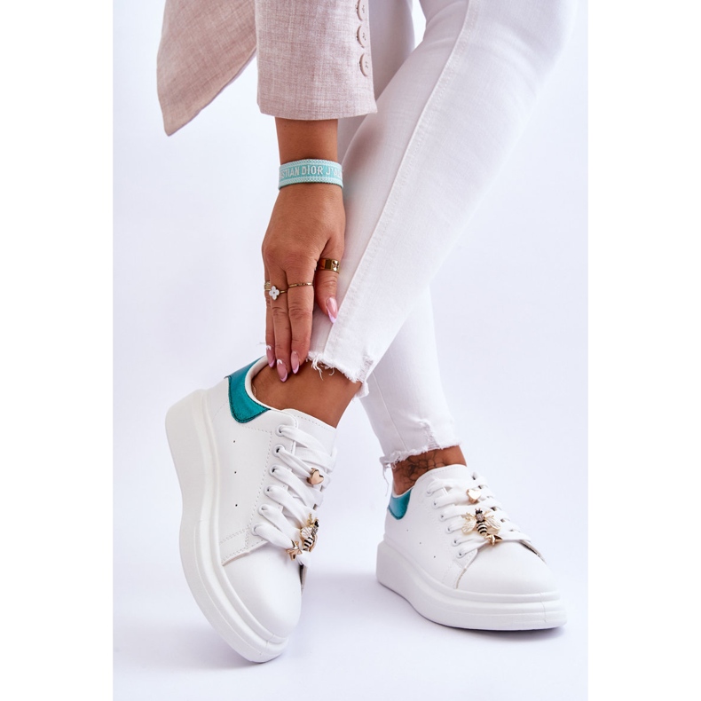 FG2 Sportschuhe für Damen auf einer massiven Plattform Weißer und grüner Chante 2