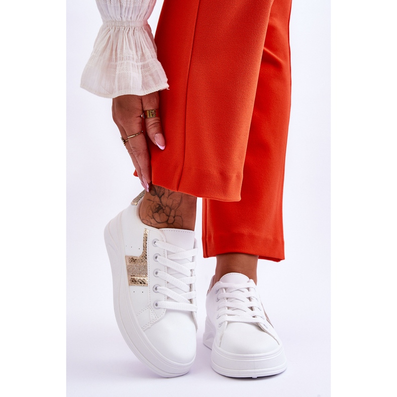 Diahna Damen Sneakers Weiß und Gold 1