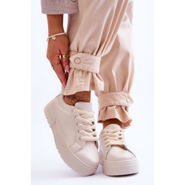 FG2 Bequeme Damen-Plateau-Sportschuhe Beige Devan 1