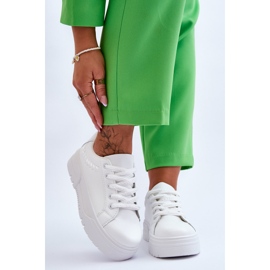 FG2 Bequeme Damen-Plateau-Sportschuhe Weiß Devan 1