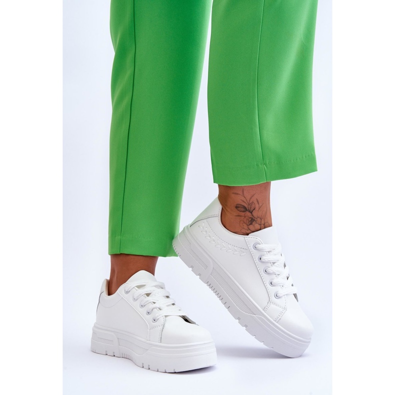 FG2 Bequeme Damen-Plateau-Sportschuhe Weiß Devan 2