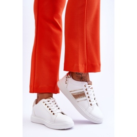 Damen Leder Sneakers mit Nieten Weiß und Gold Dory 2