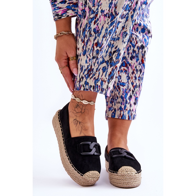 Klassische Plateau-Espadrilles für Damen Schwarz Maurine 1
