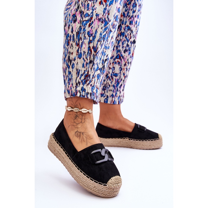Klassische Plateau-Espadrilles für Damen Schwarz Maurine 2