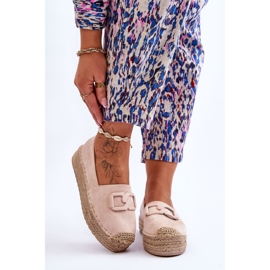 FI1 Klassische Damen-Plateau-Espadrilles Beige Maurine 1