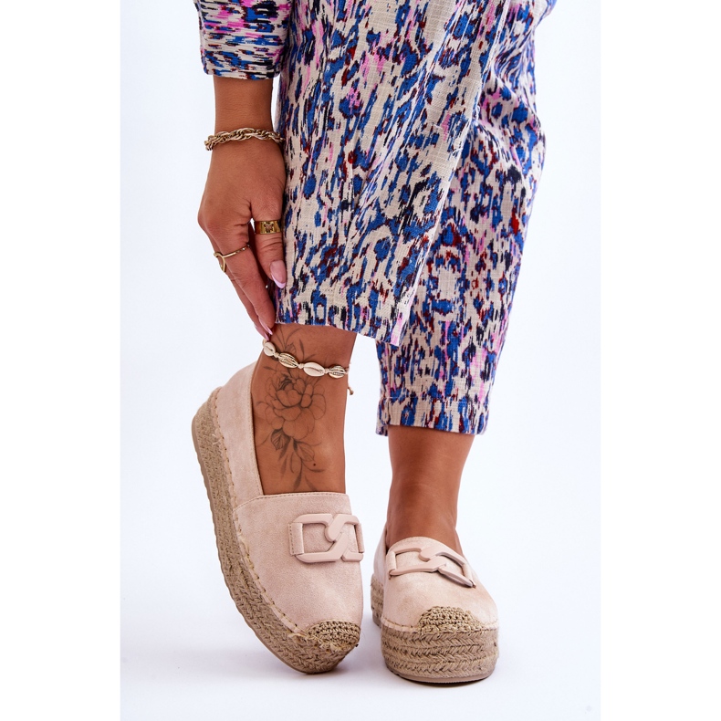 FI1 Klassische Damen-Plateau-Espadrilles Beige Maurine 1