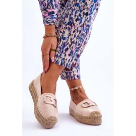 FI1 Klassische Damen-Plateau-Espadrilles Beige Maurine 2