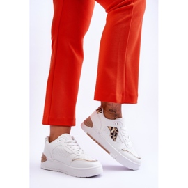 Damen Leder Leopard Sportschuhe Weiß Nancey 2