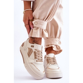 FI1 Leder Damen Sportschuhe Beige Nancey 1