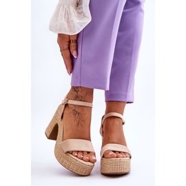 FI1 Bequeme Wildledersandalen auf Blockabsatz Beige Elishia braun 1