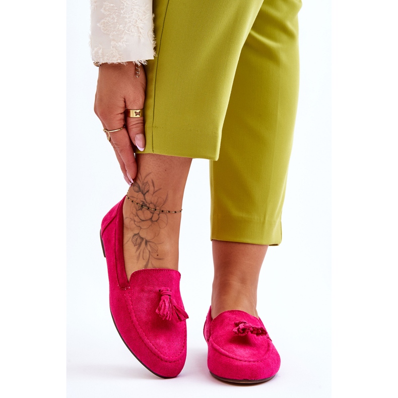 Wildleder Klassische Loafer mit Fransen Fuchsia Averil rosa 1