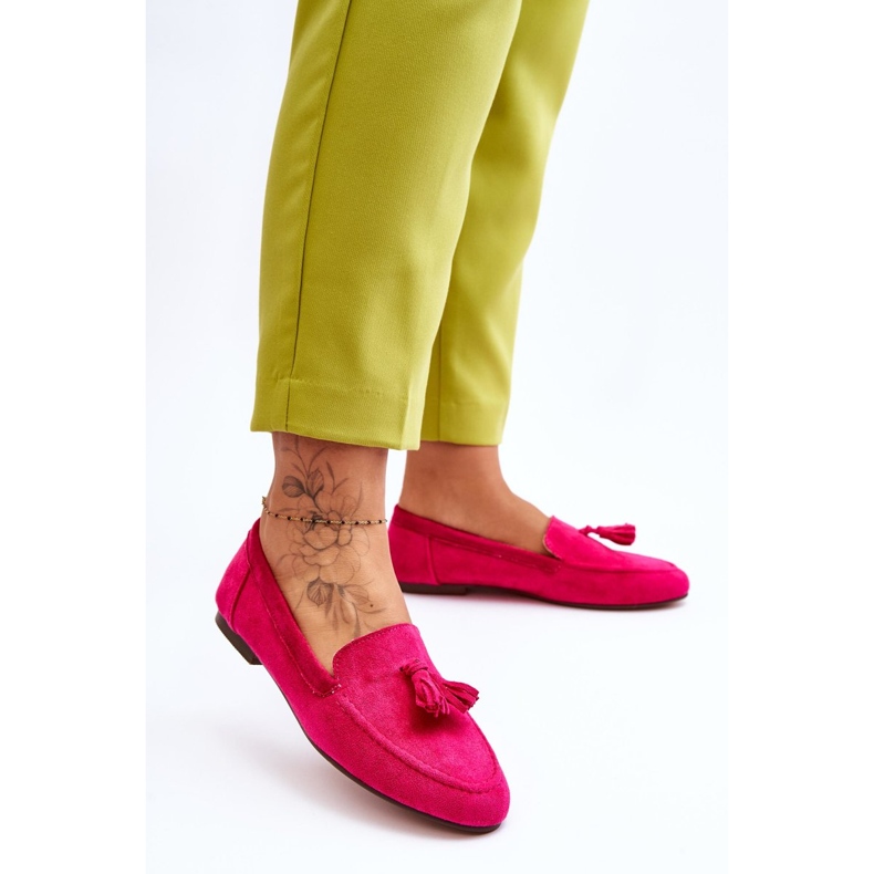 Wildleder Klassische Loafer mit Fransen Fuchsia Averil rosa 2
