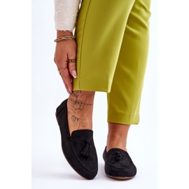 FB1 Klassische Loafer aus Wildleder mit Quasten Schwarz Averil 1