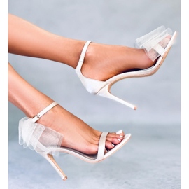 Seastar Laurence Beige Sandalen mit Pfennigabsatz und Schleife 1