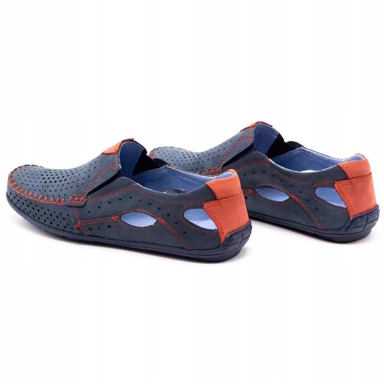 Olivier Herren-Sommerschuhe, Mokassins 901, Marineblau und Rot 4