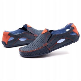 Olivier Herren-Sommerschuhe, Mokassins 901, Marineblau und Rot 3