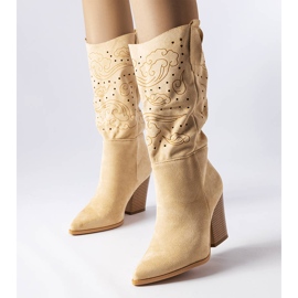 Beige Cowboystiefel mit durchbrochenem Obermaterial von Guibord 1