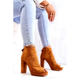 Sweet Shoes Stiefel auf einer Stange offene Zehen Camel Adore orange 4