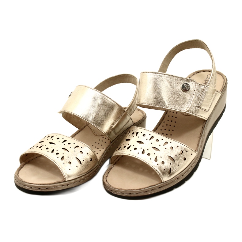 Frauen Ledersandalen Caprice 28253-20 959 Platino Metalic golden 4