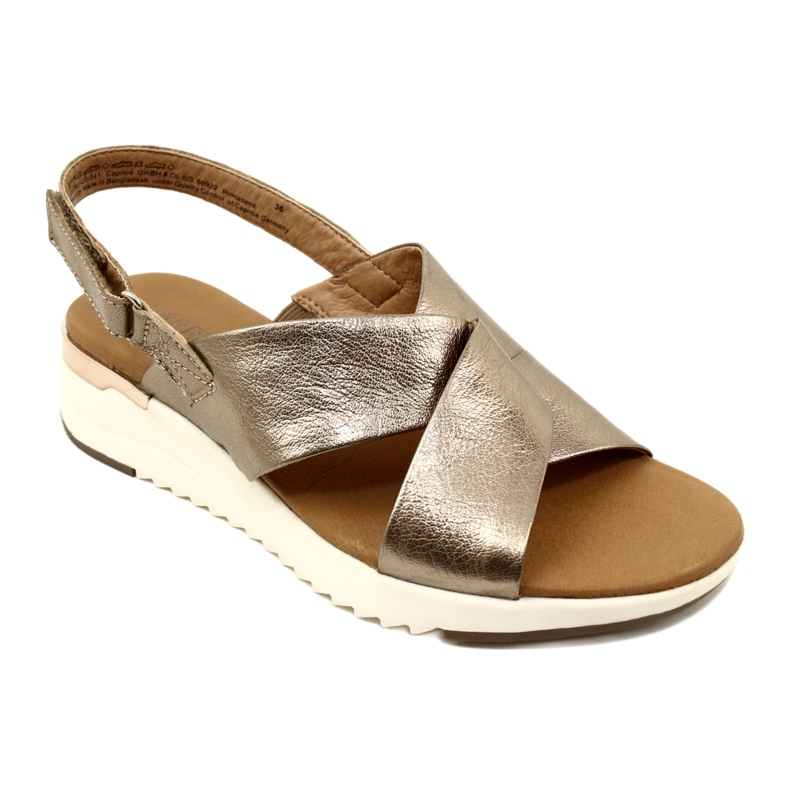 Caprice Taupe Metallic Ledersandalen 9-28702-20 341 golden 2