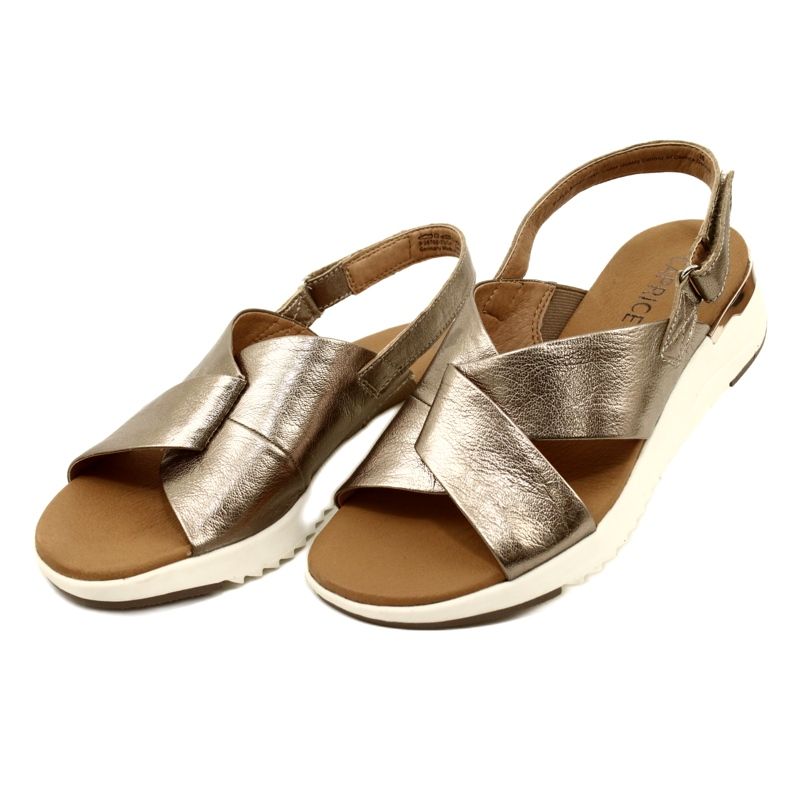 Caprice Taupe Metallic Ledersandalen 9-28702-20 341 golden 4