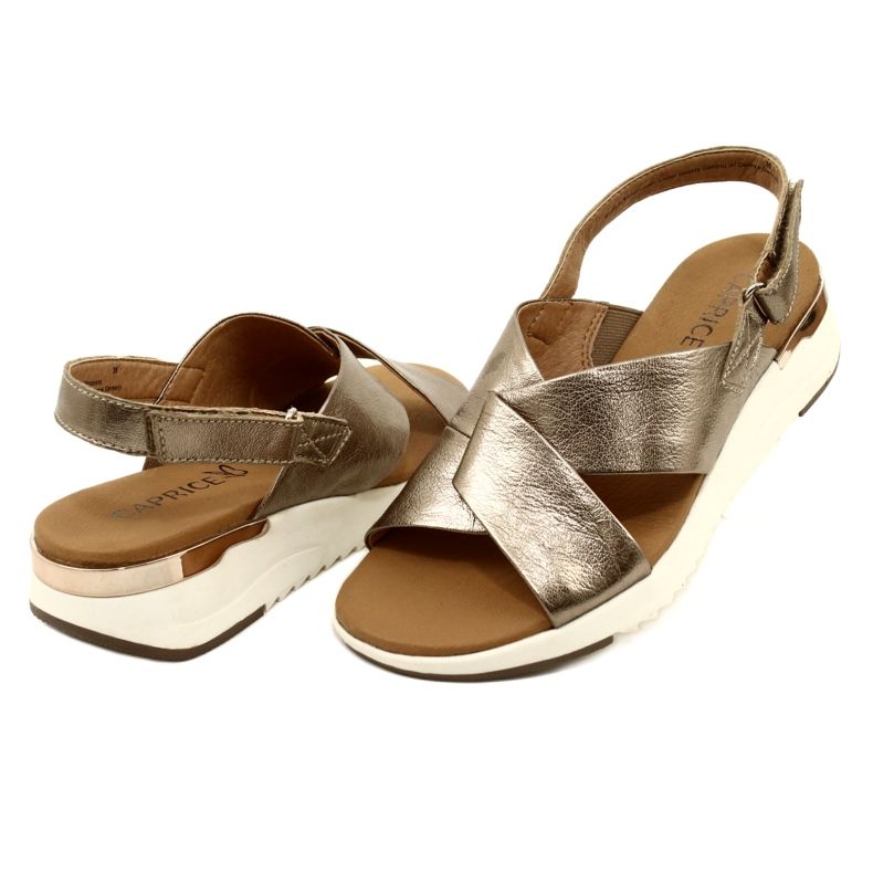 Caprice Taupe Metallic Ledersandalen 9-28702-20 341 golden 5