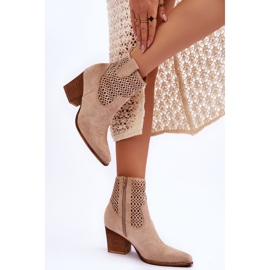 FB1 Cowboystiefel aus Wildleder für Damen Beige Norvella 2