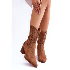 FB1 Hohe Wildleder-Cowboystiefel für Damen Brown Turner beige 1